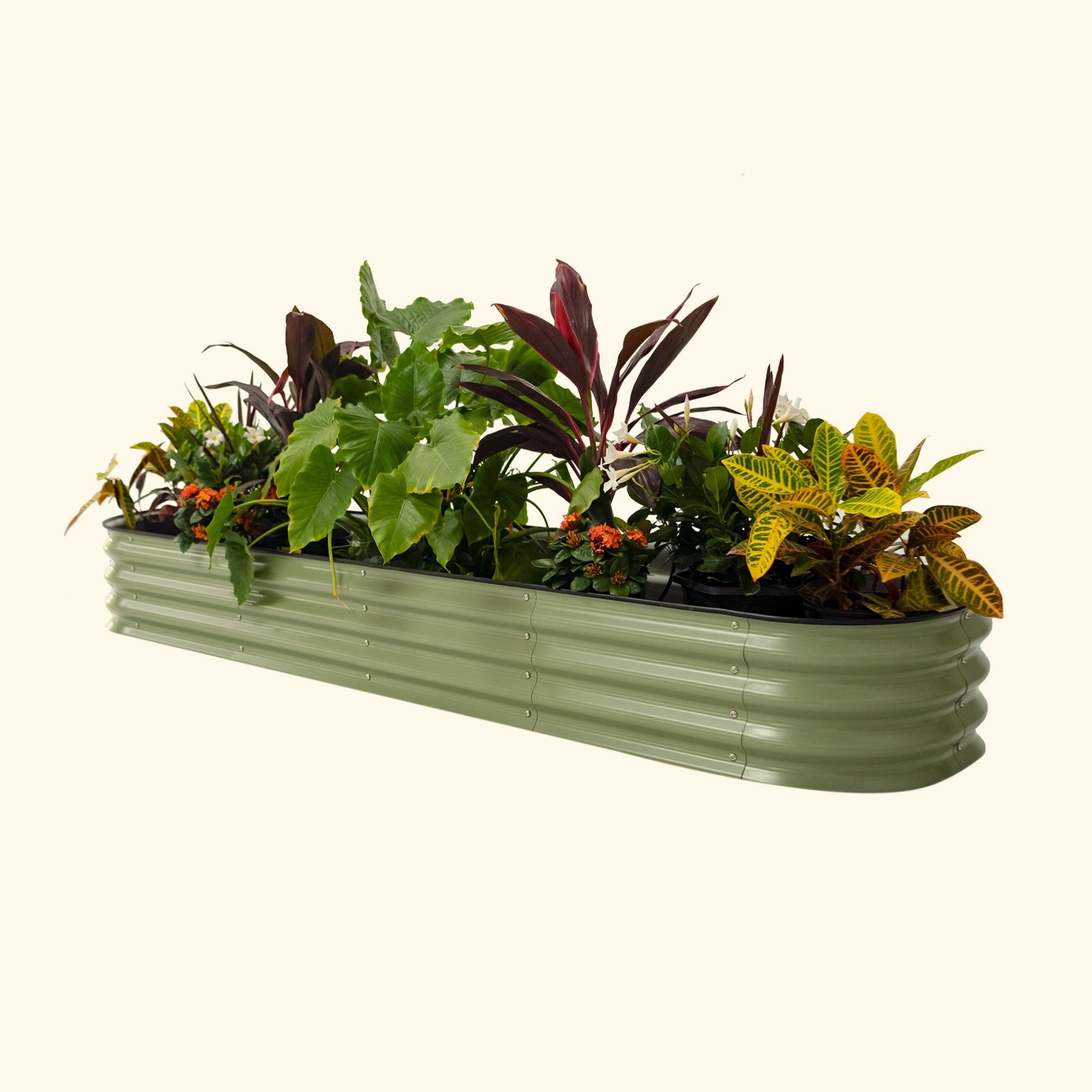 Vego Graden | 11" Tall 9 In 1 Modular Metal Raised Garden Bed Kit Olive Green