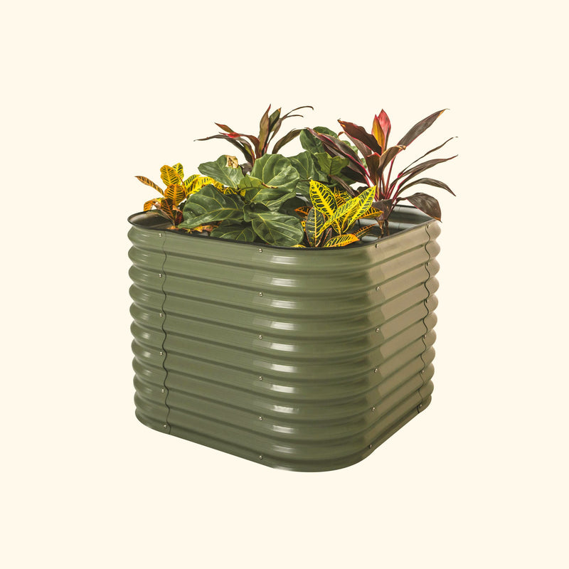 Vego Garden | 32" Extra Tall 4 In 1 Modular Metal Raised Garden Bed Kit | Olive Green