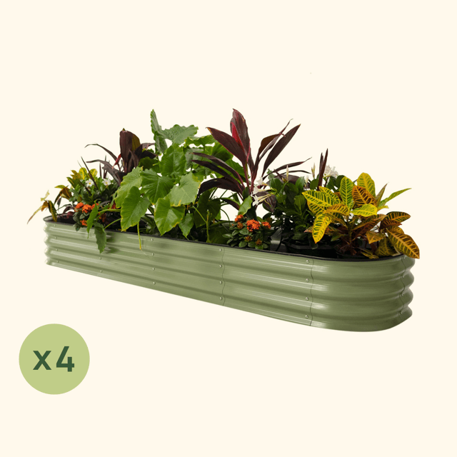 Vego Graden | 4 Pack  11" Tall 9 In 1 Modular Metal Raised Garden Bed Kit Olive Green