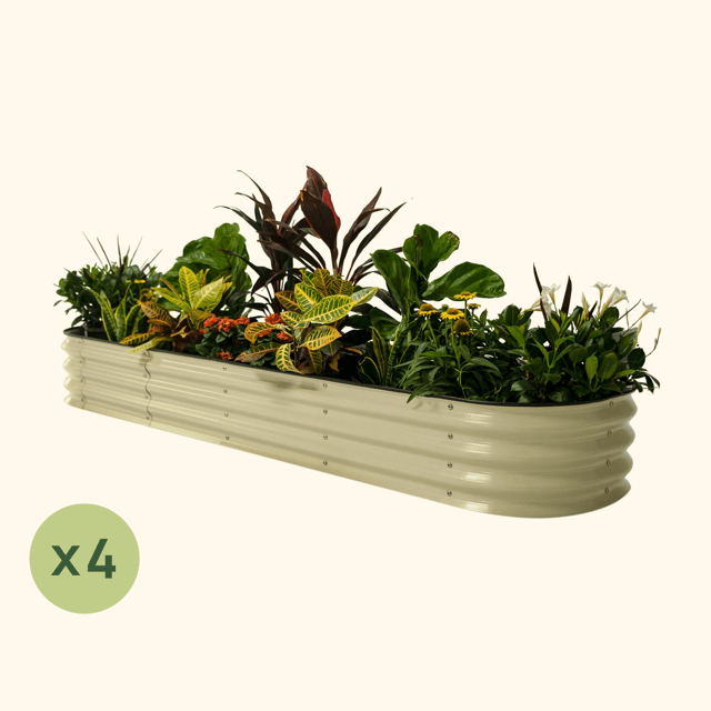 Vego Graden | 4 Pack 11" Tall 9 In 1 Modular Metal Raised Garden Bed Kit Pearl White