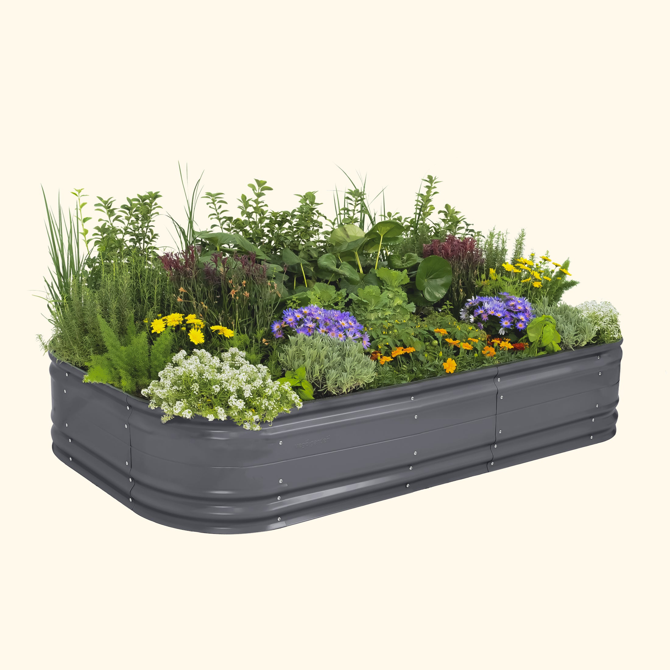 17" Tall 10 In 1 Novel Modular Metal Raised Garden Bed Kit | Vego Garden | Modern Gray