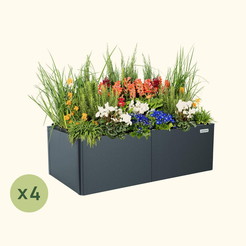 4 Pack 17" Tall 27" x 53" Modern Metal Raised Garden Bed |Vego Garden|Midnight Blue