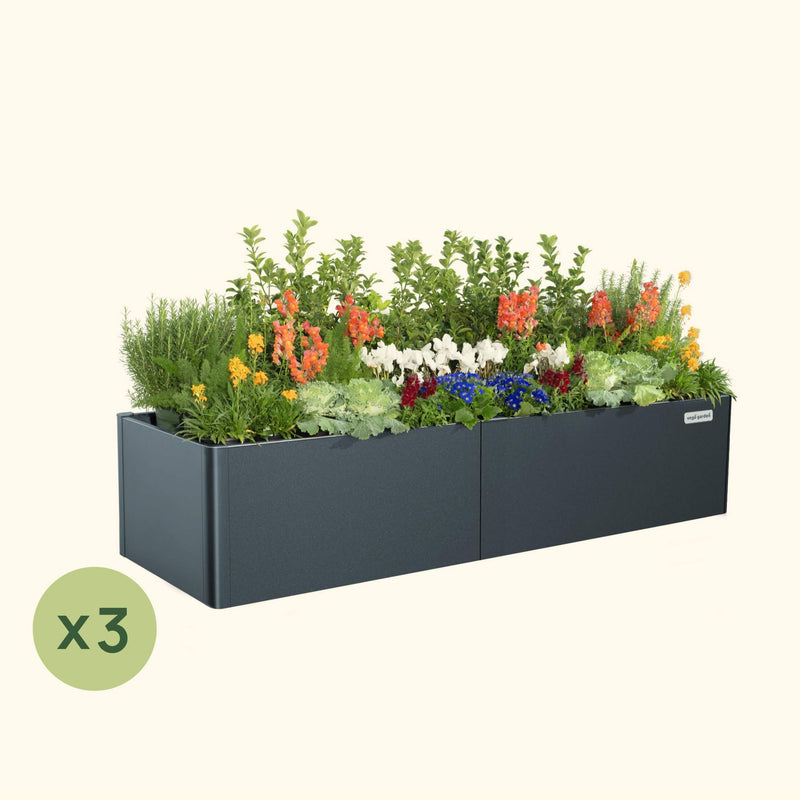 3-Pack 17" Tall Modern 27" x 83" Metal Raised Garden Bed | Midnight Blue