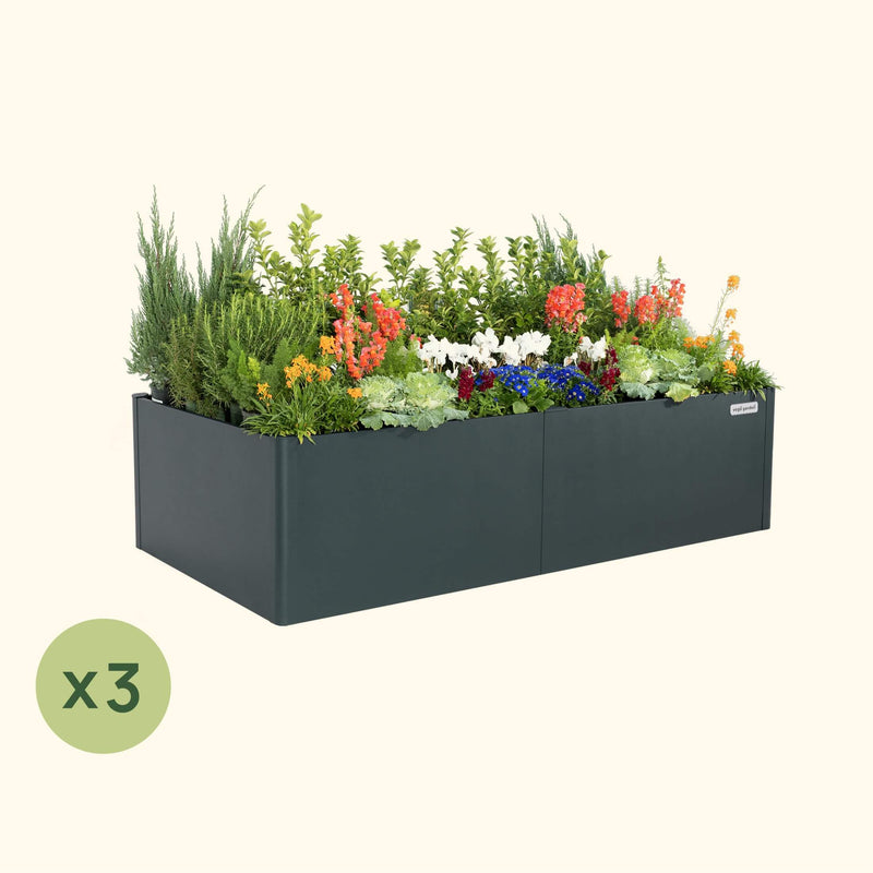 3-Pack 17" Tall Modern 42" x 83" Metal Raised Garden Bed | Midnight Blue