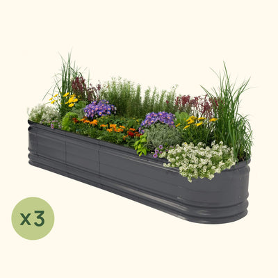 3 Pack 17" Tall 9 In 1 Large Novel Modular Metal Raised Garden Bed Kit | Modern Gray