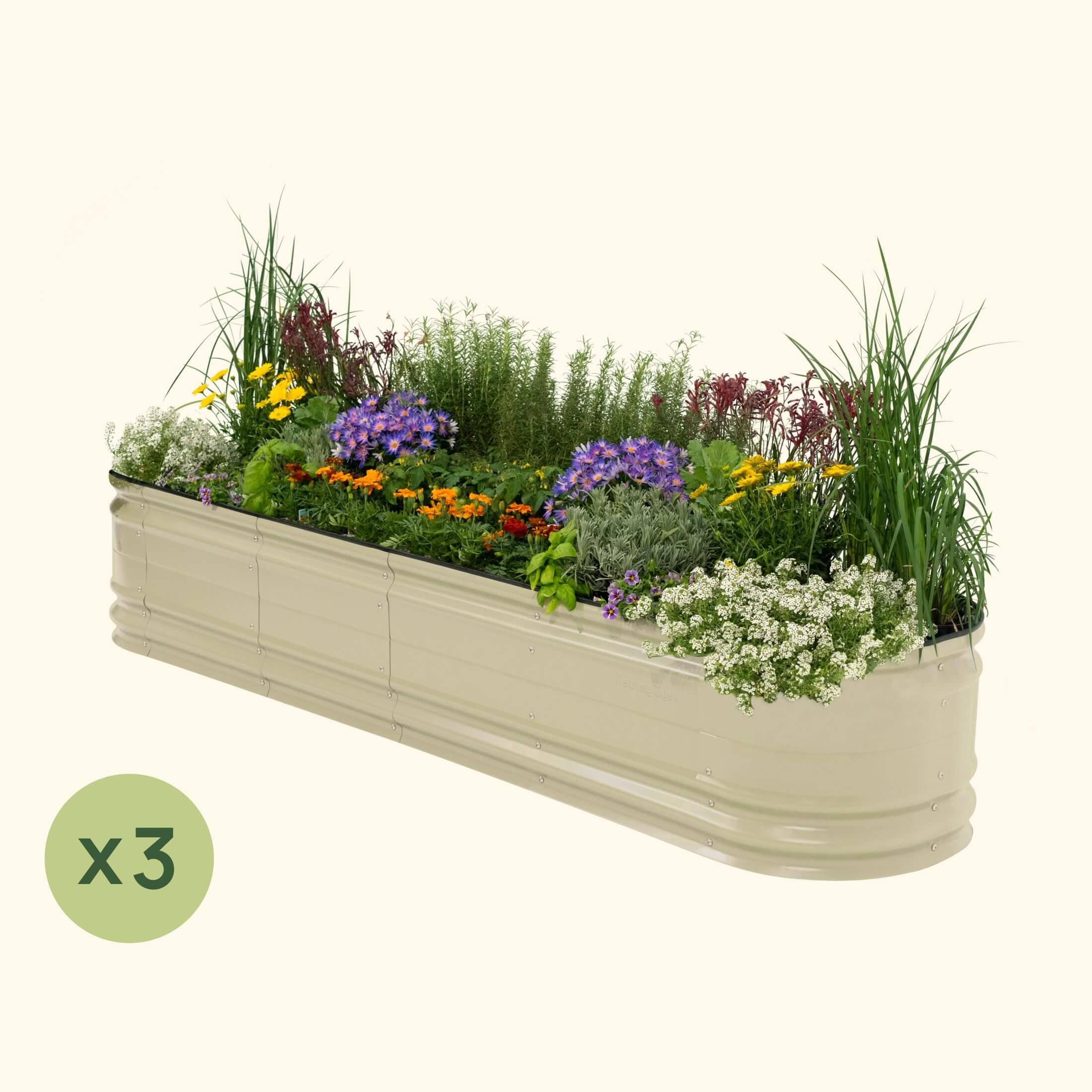 3 Pack 17" Tall 9 In 1 Large Novel Modular Metal Raised Garden Bed Kit | Pearl White