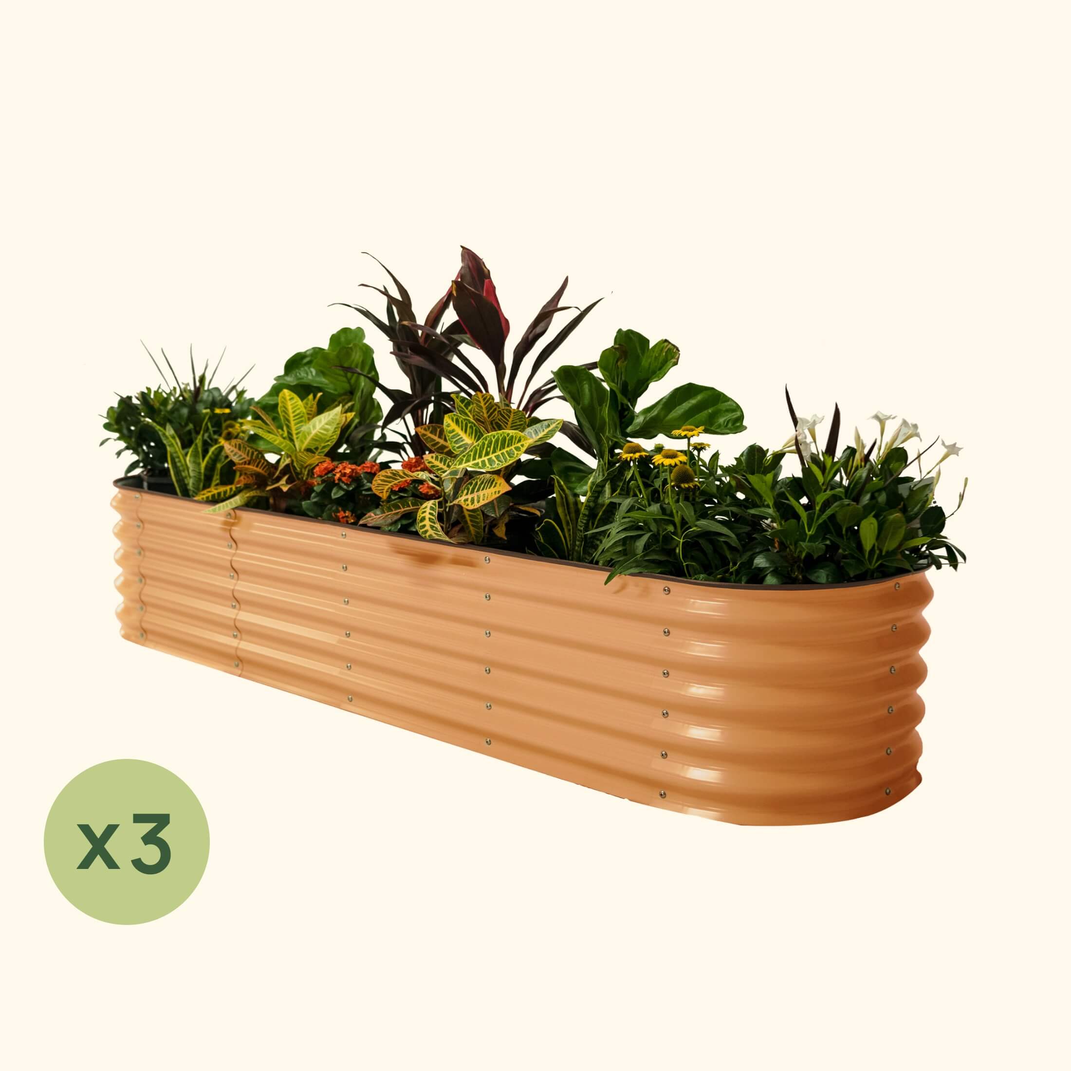 3-Pack 17" Tall 9 In 1 Large Modular Metal Raised Garden Bed Kit | Terra Cotta