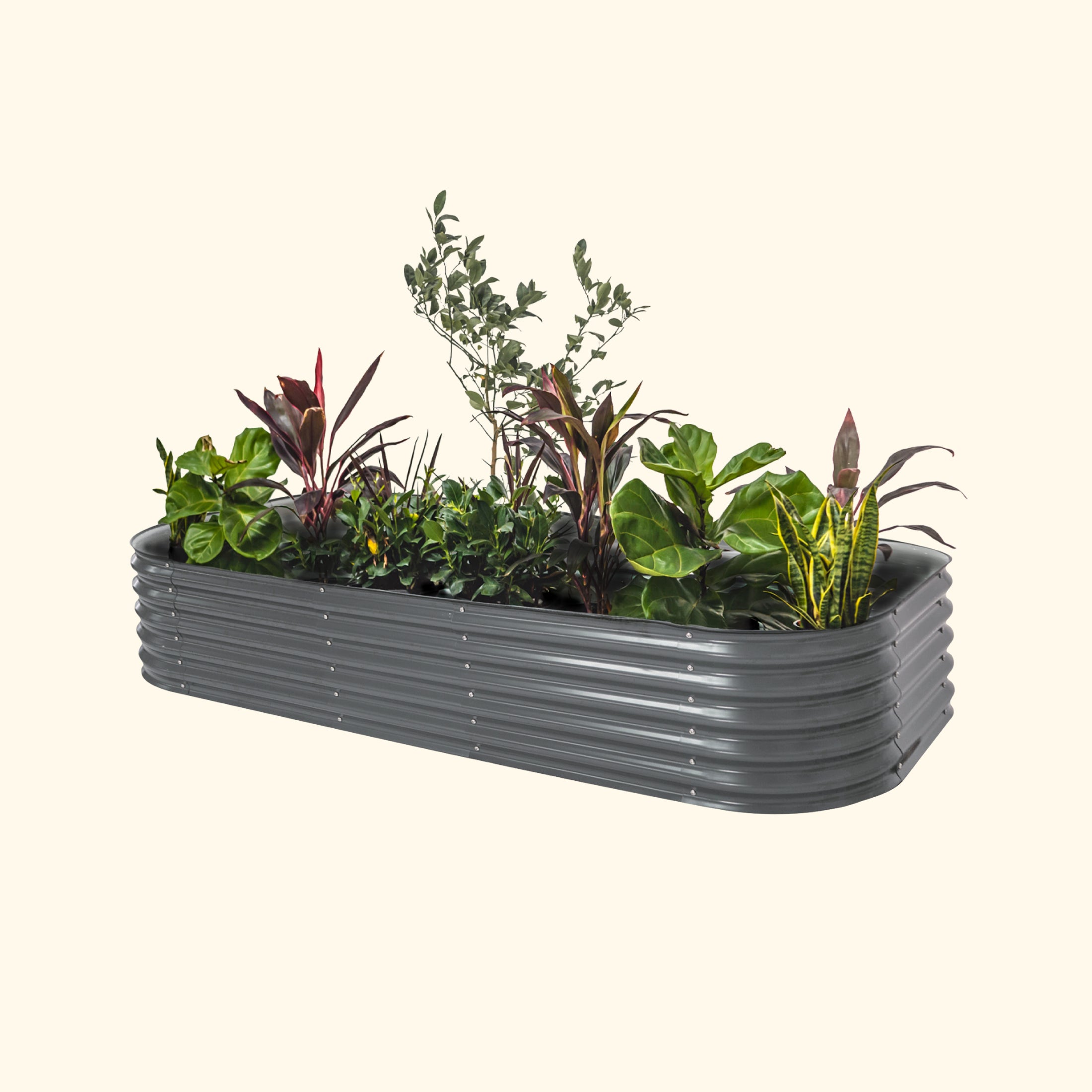 17" Tall 10 In 1 Modular Metal Raised Garden Bed Kit | Vego Garden | Modern Gray