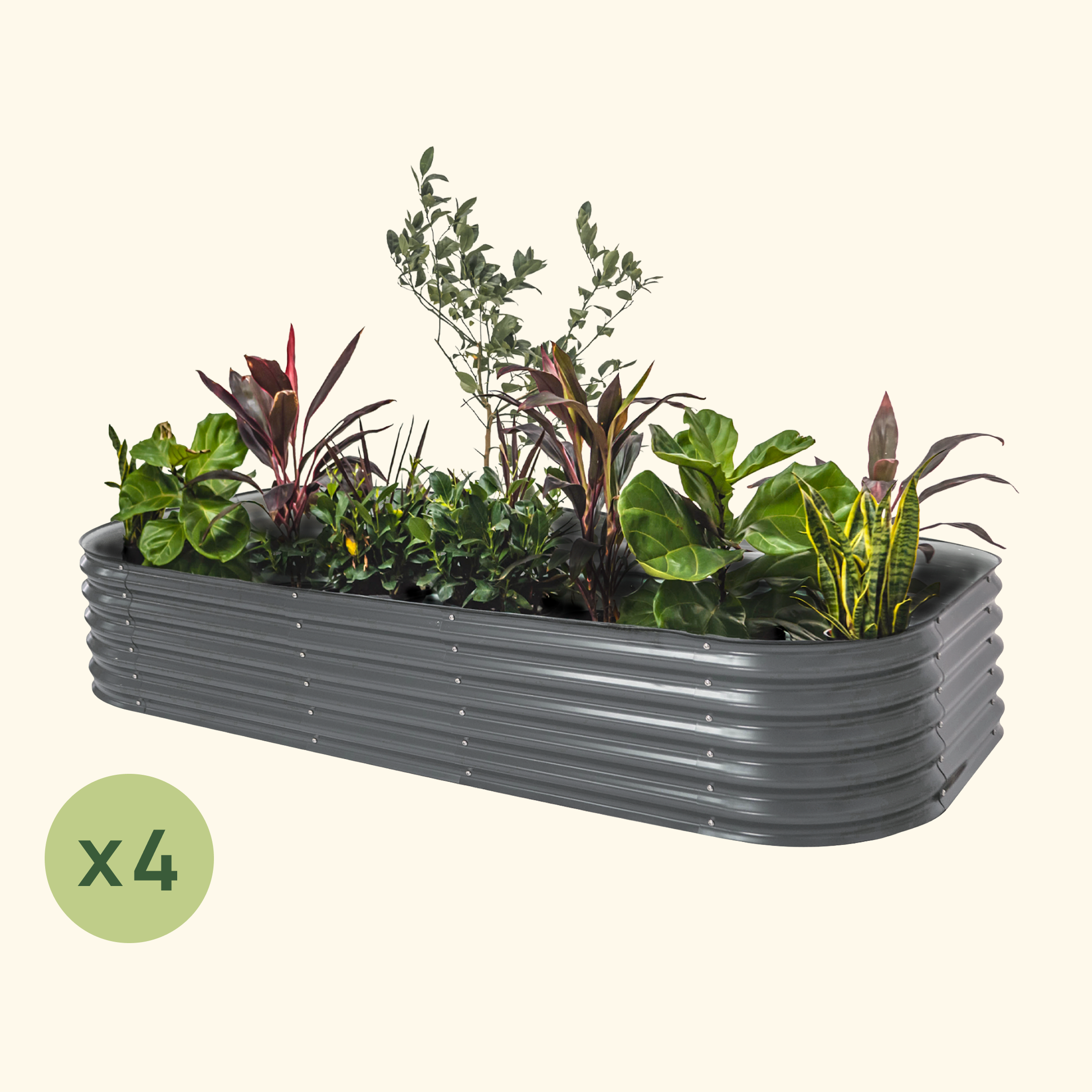 4-Pack 17" Tall 10 In 1 Modular Metal Raised Garden Bed Kit | Modern Gray