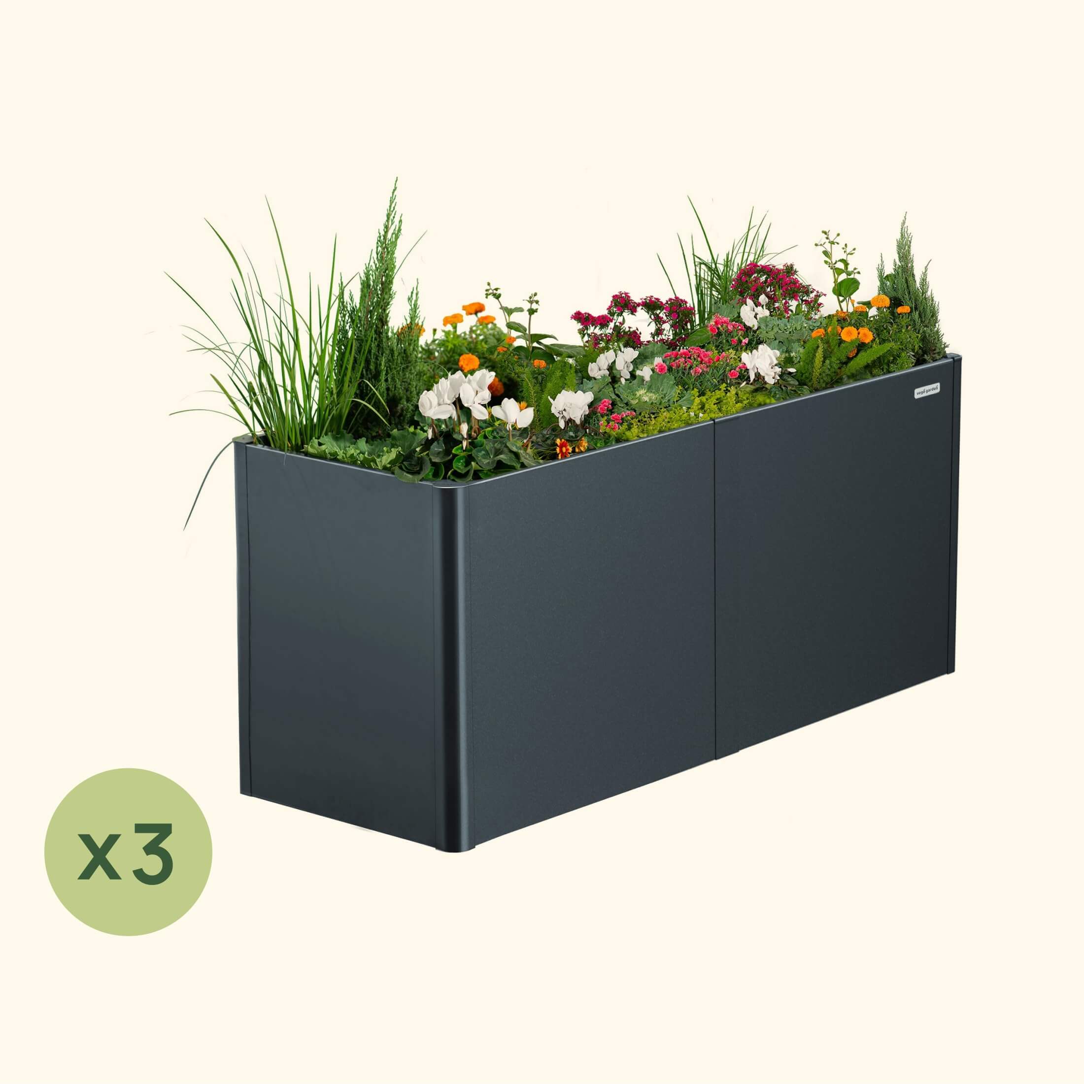 3-Pack 32" Extra Tall Modern 27" x 83" Metal Raised Garden Bed | Midnight Blue