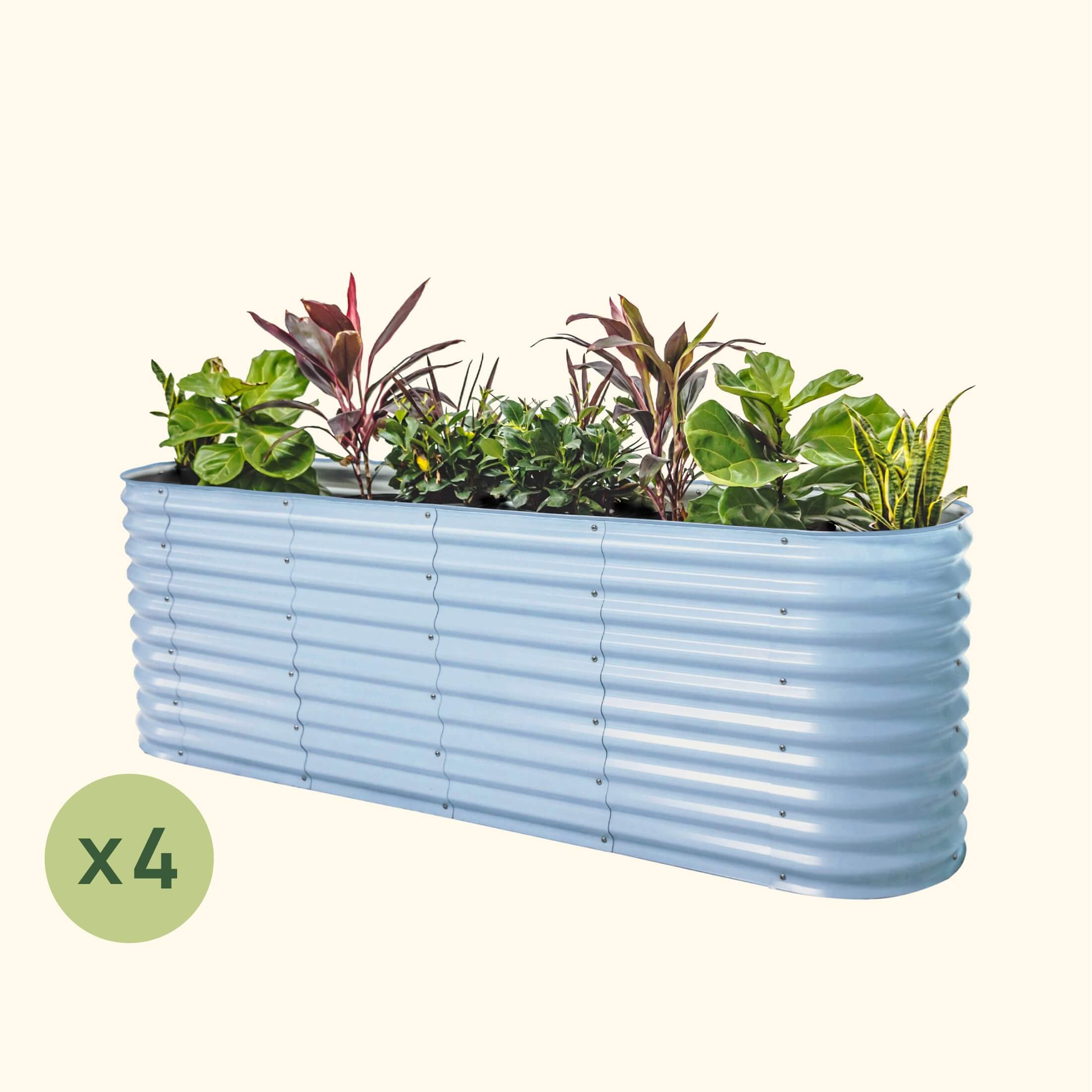 4-Pack 32" Extra Tall 9 In 1 Modular Metal Raised Garden Bed Kit Sky Blue