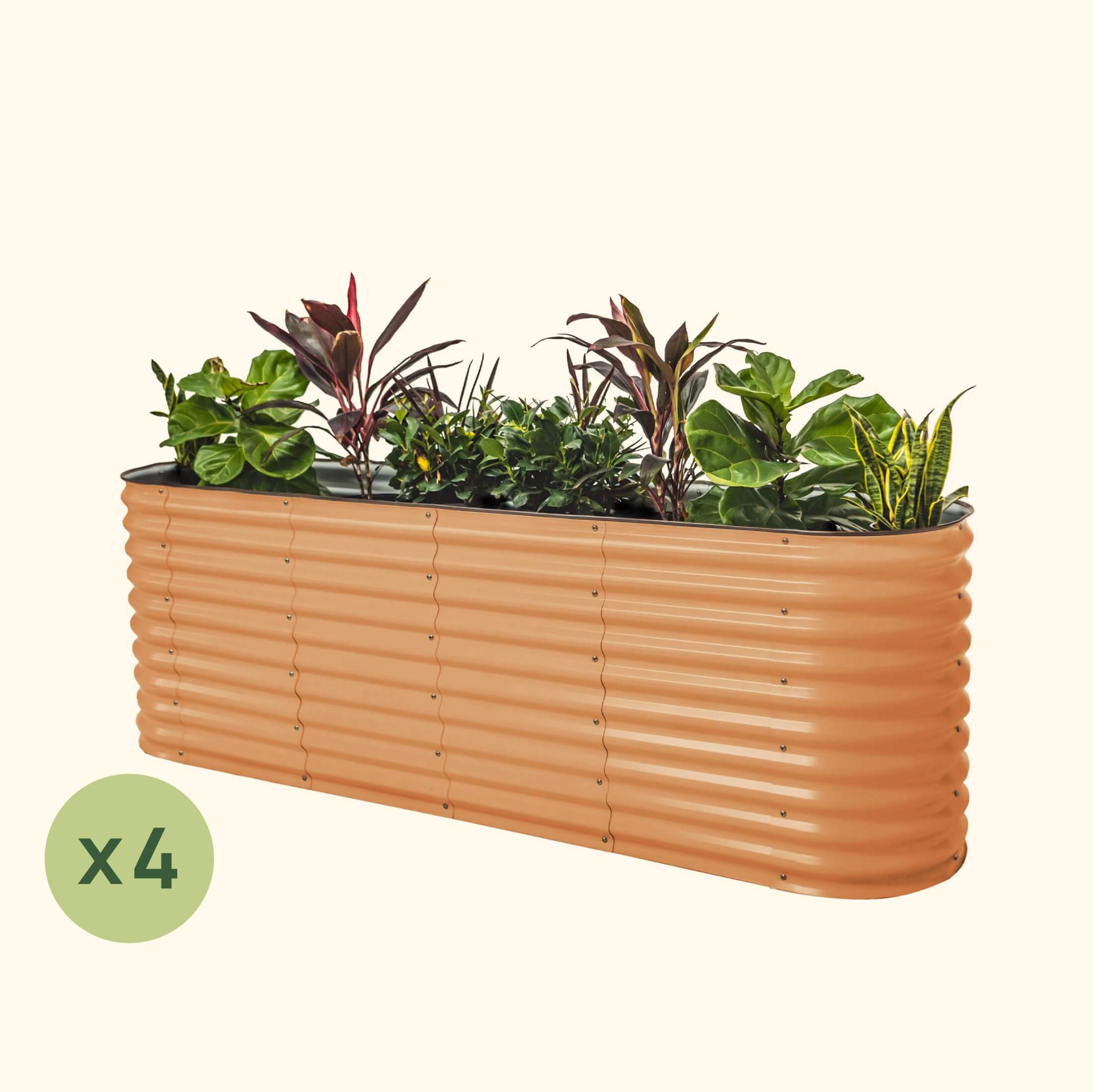 4-Pack 32" Extra Tall 9 In 1 Modular Metal Raised Garden Bed Kit Terra Cotta