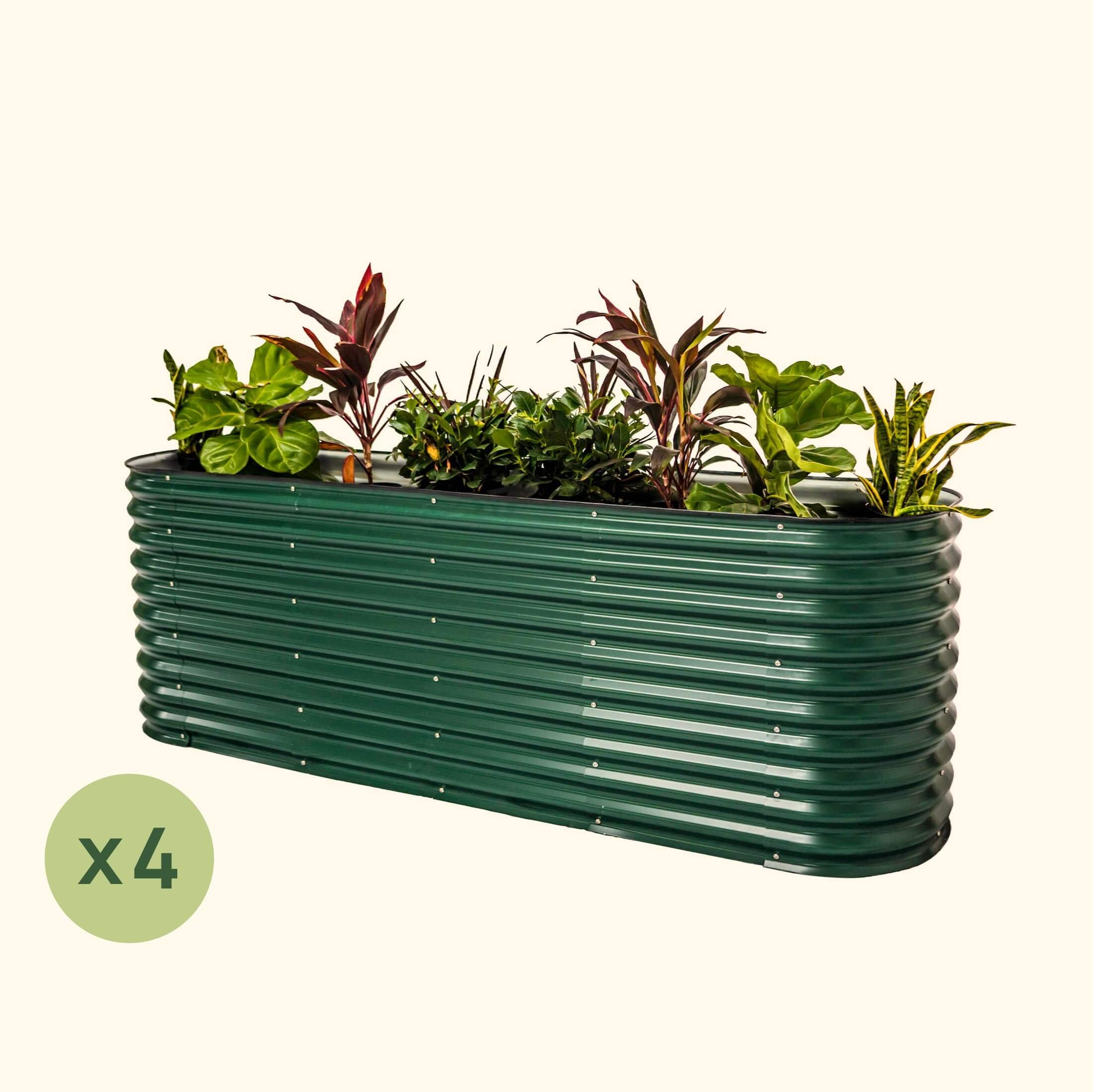 4-Pack 32" Extra Tall 9 In 1 Modular Metal Raised Garden Bed Kit British Green