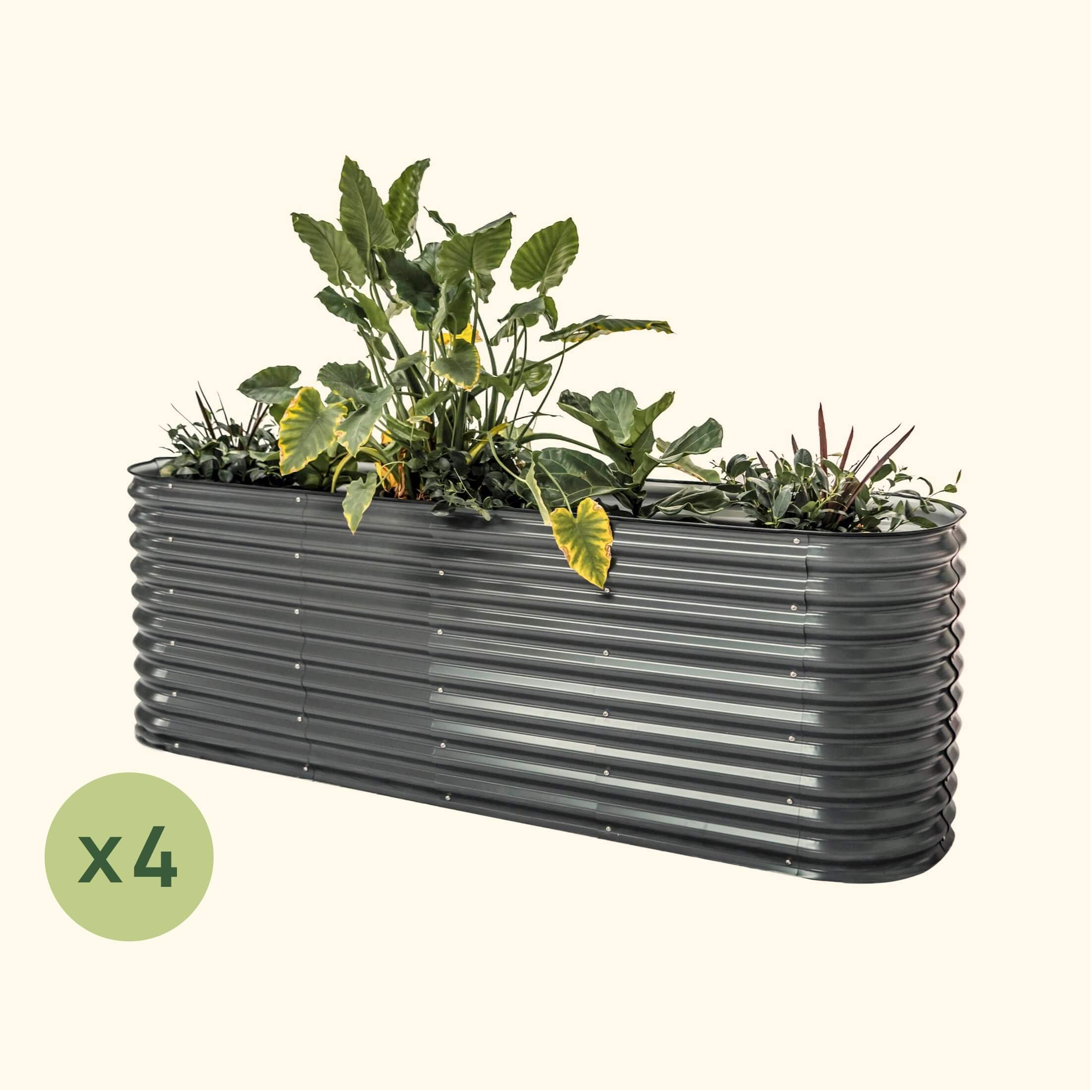 4-Pack 32" Extra Tall 9 In 1 Modular Metal Raised Garden Bed Kit Modern Gray