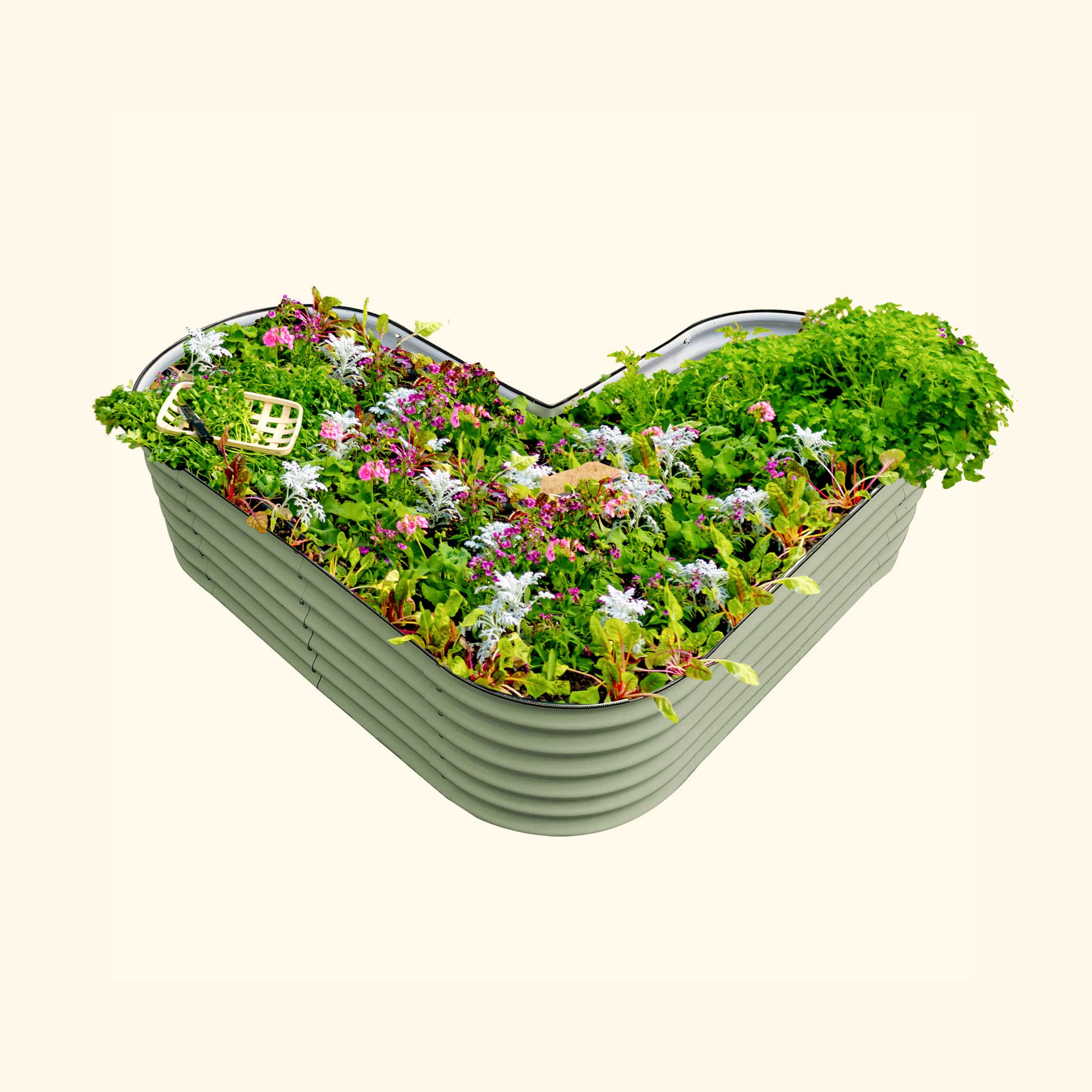 17 tall L-shaped metal garden container - Standard Size | Olive Green | Vego Garden raised garden bed