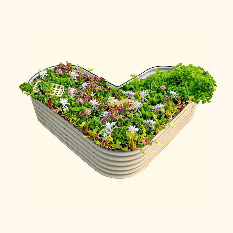 17 tall L-shaped metal garden container - Standard Size | Pearl White | Vego Garden raised garden bed
