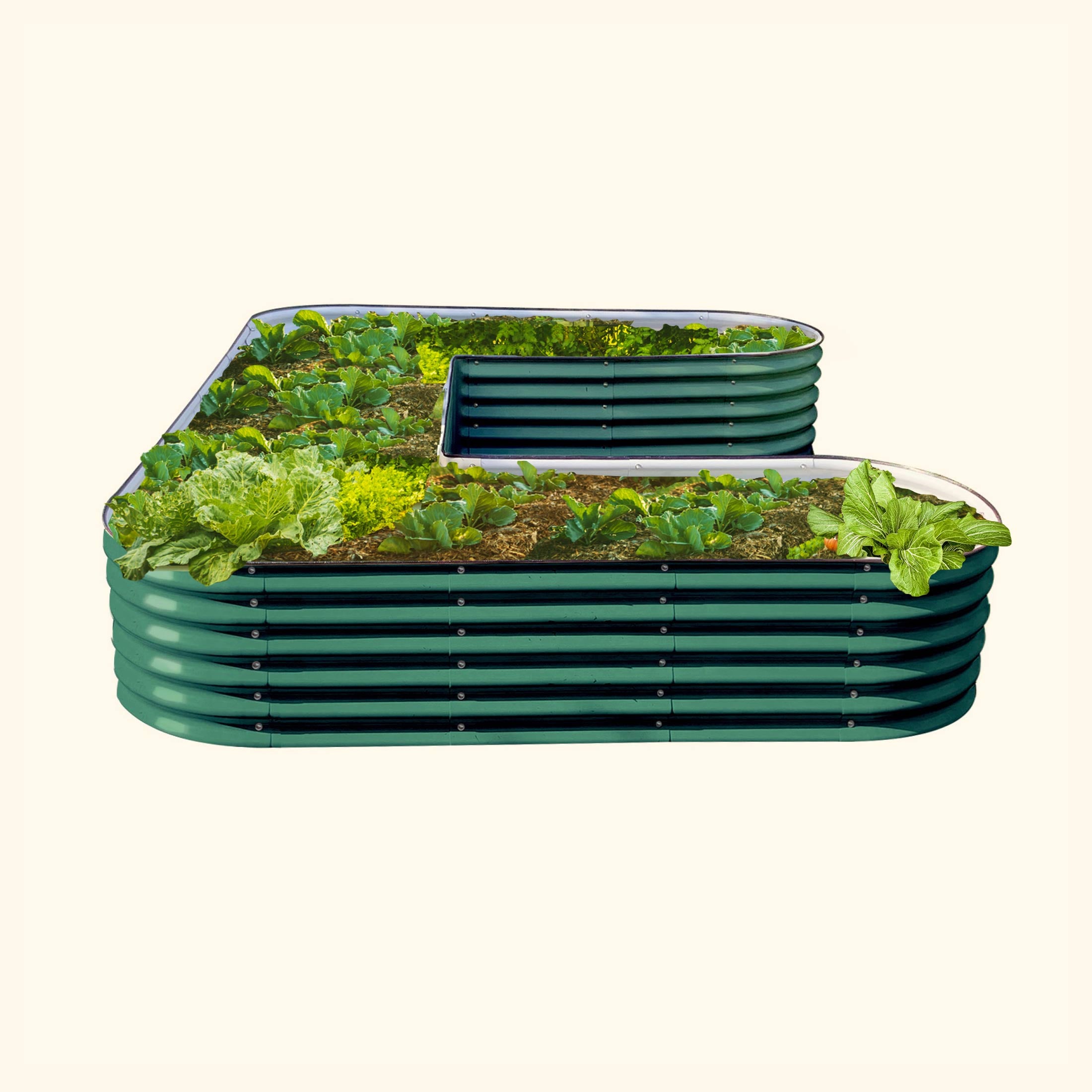 17 tall U-shaped metal garden container - Large Size | British Green | Vego Garden raised garden bed