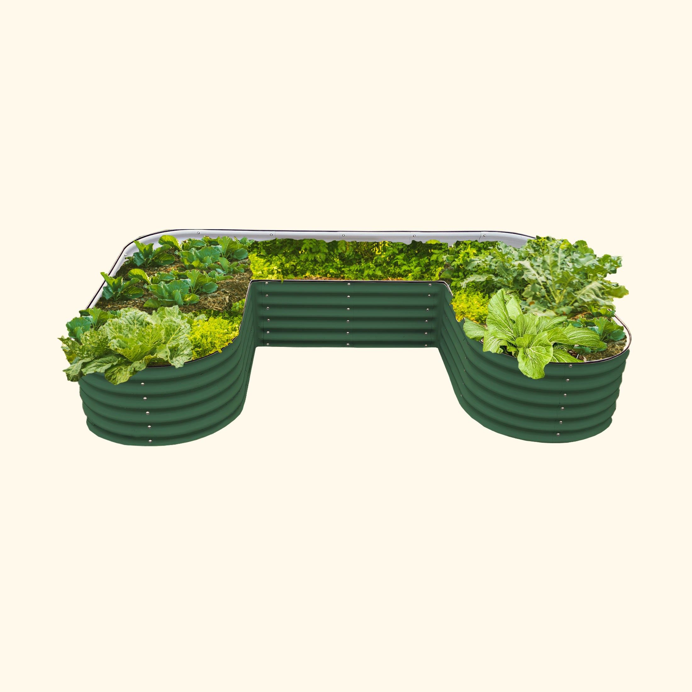 17 tall U-shaped metal garden container - Standard Size | British Green | Vego Garden raised garden bed