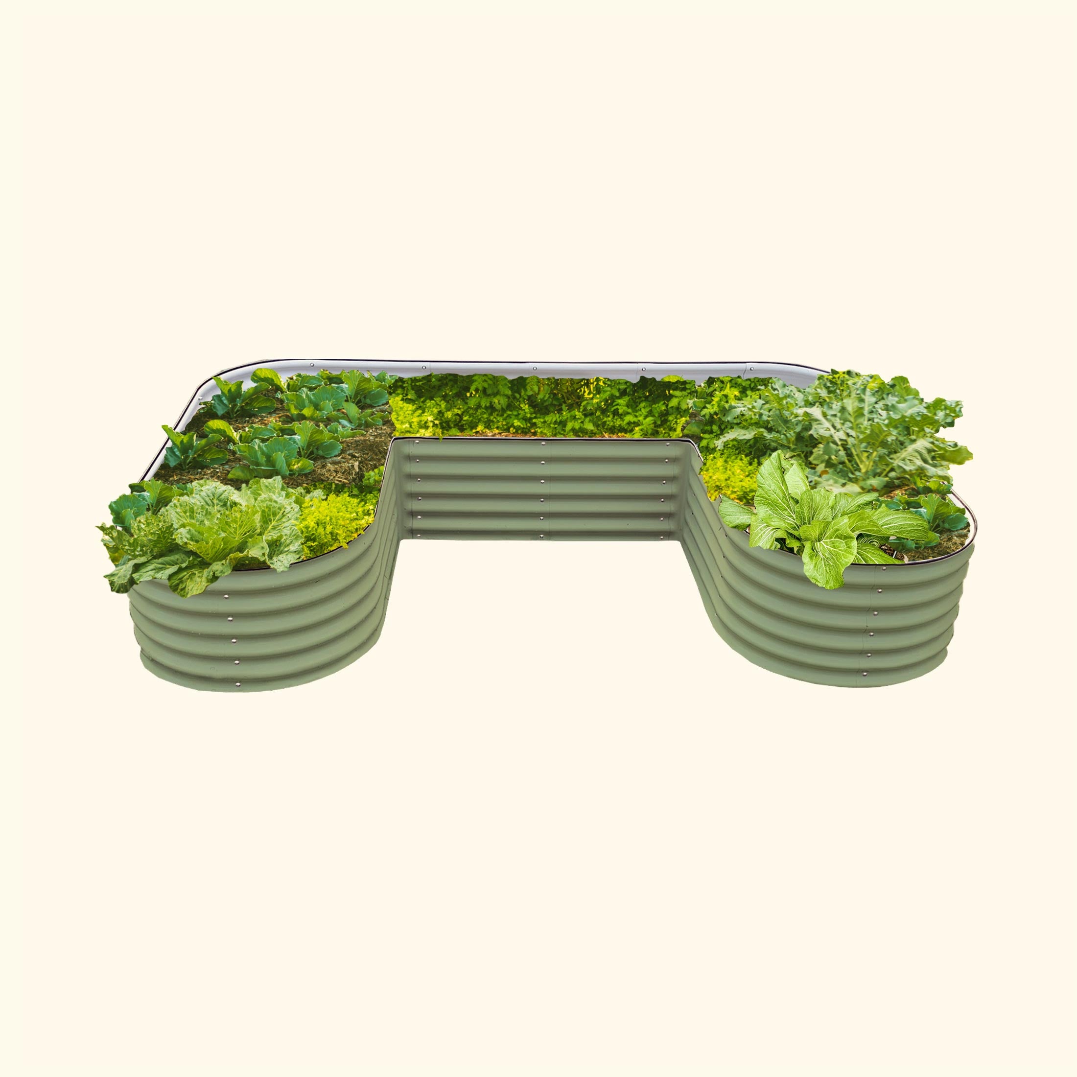 17 tall U-shaped metal garden container - Standard Size | Olive Green | Vego Garden raised garden bed