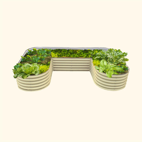 17 tall U-shaped metal garden container - Standard Size | Pearl White | Vego Garden raised garden bed