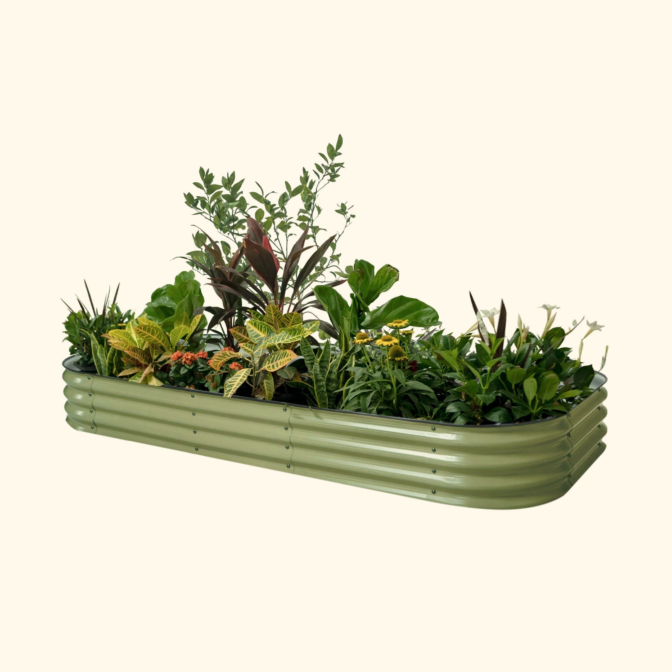 Vego Graden | 11" Tall 10 In 1 Modular Metal Raised Garden Bed Kit Olive Green