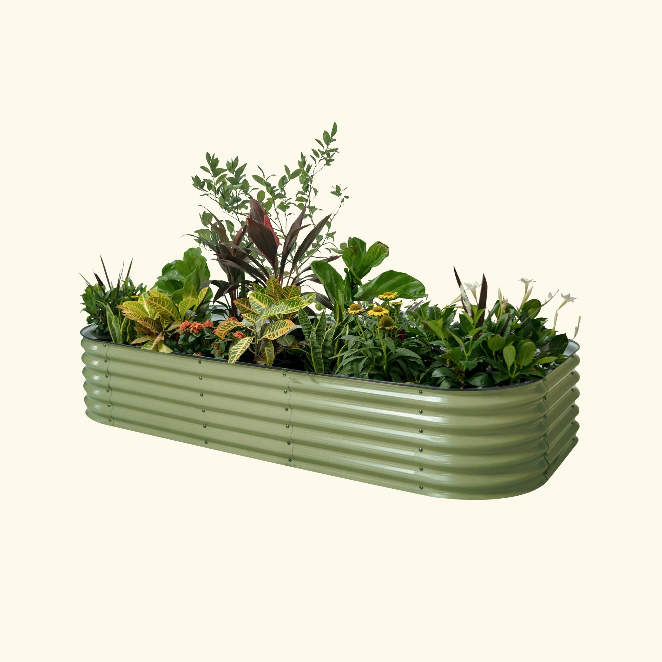 17" Tall 10 In 1 Modular Metal Raised Garden Bed Kit | Vego Garden | Olive Green