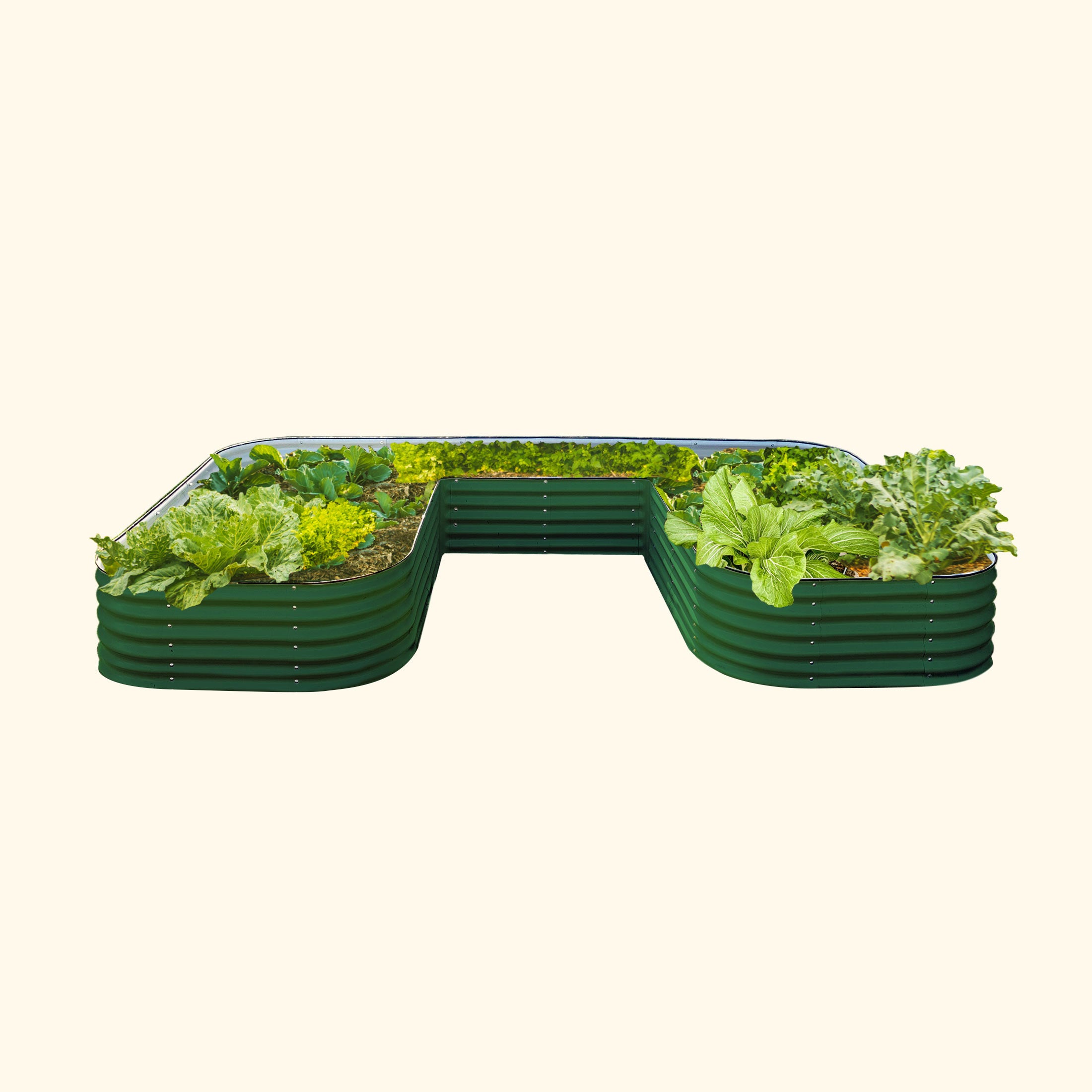 17 tall U-shaped metal garden container - Jumbo Size | British Green | Vego Garden raised garden bed