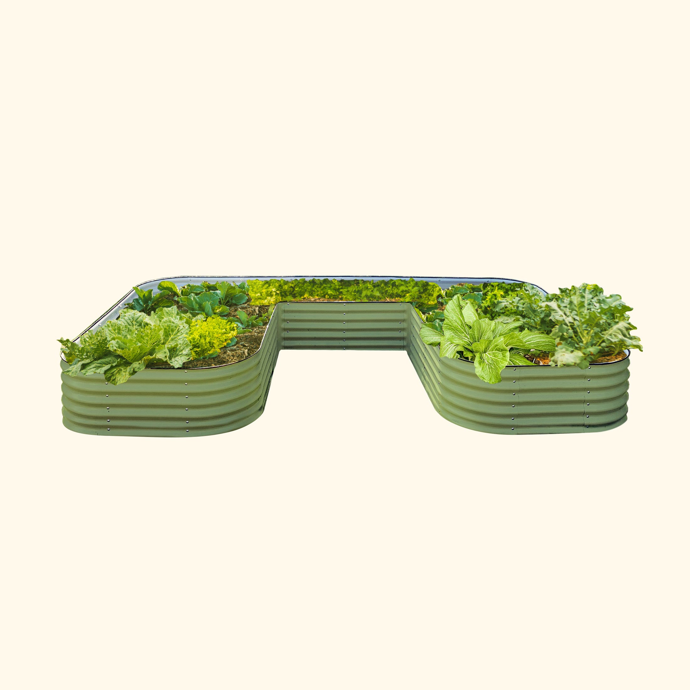 17 tall U-shaped metal garden container - Jumbo Size | Olive Green Vego Garden raised garden bed