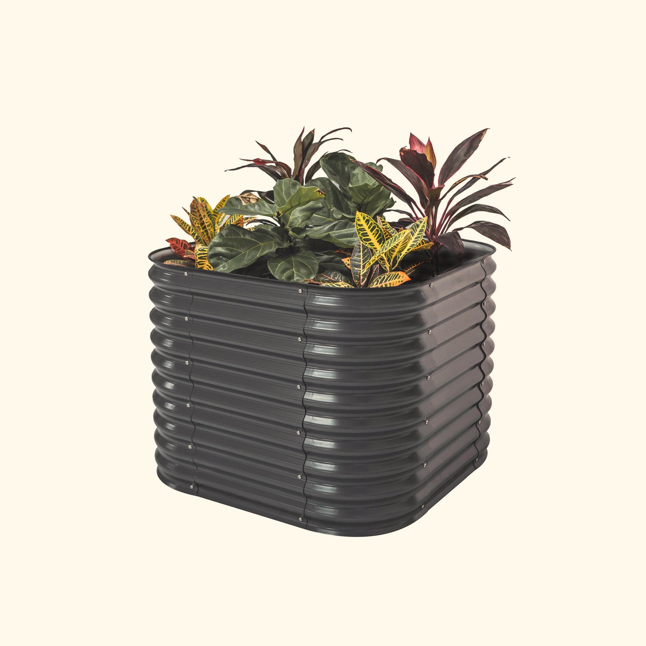 Vego Garden | 32" Extra Tall 4 In 1 Modular Metal Raised Garden Bed Kit | Modern Gray